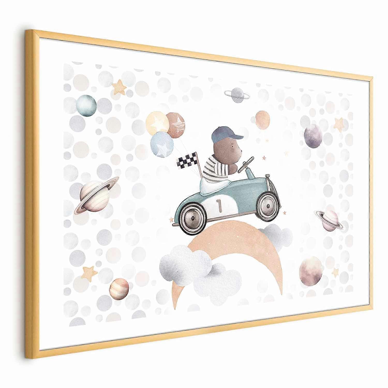 Poster - Bär im Rennwagen