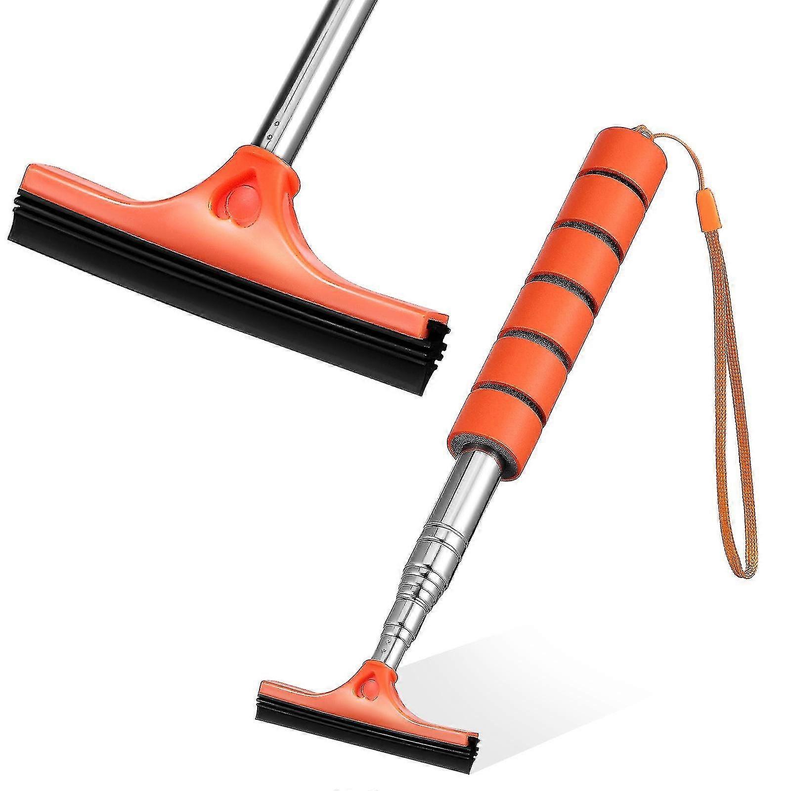 Car Window Windshield Squeegee with Brush for Rear View Mirror Cleaning, Durable Auto Glass Scraper Tool