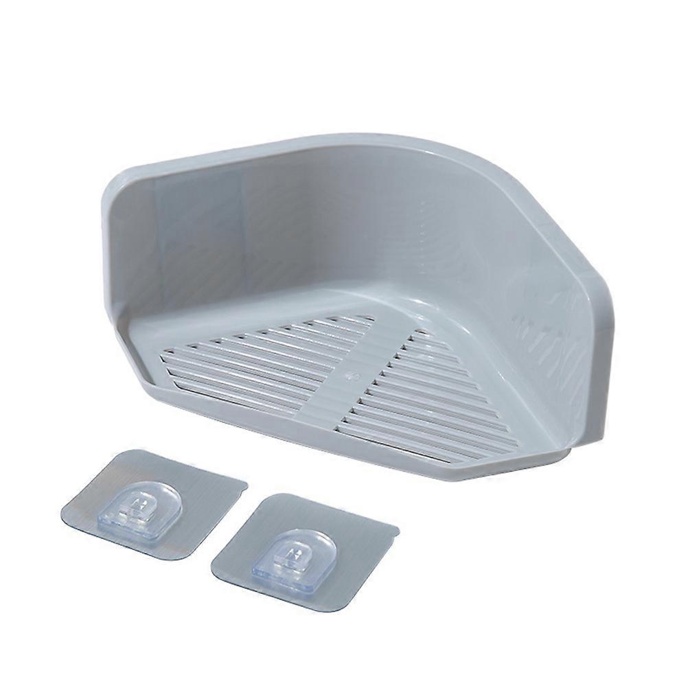Plastic Storage Rack Bathroom Racks Toilet Storage Shelf Triangle Shape No Punching Grey White 24x13cm Daily Use 2Set