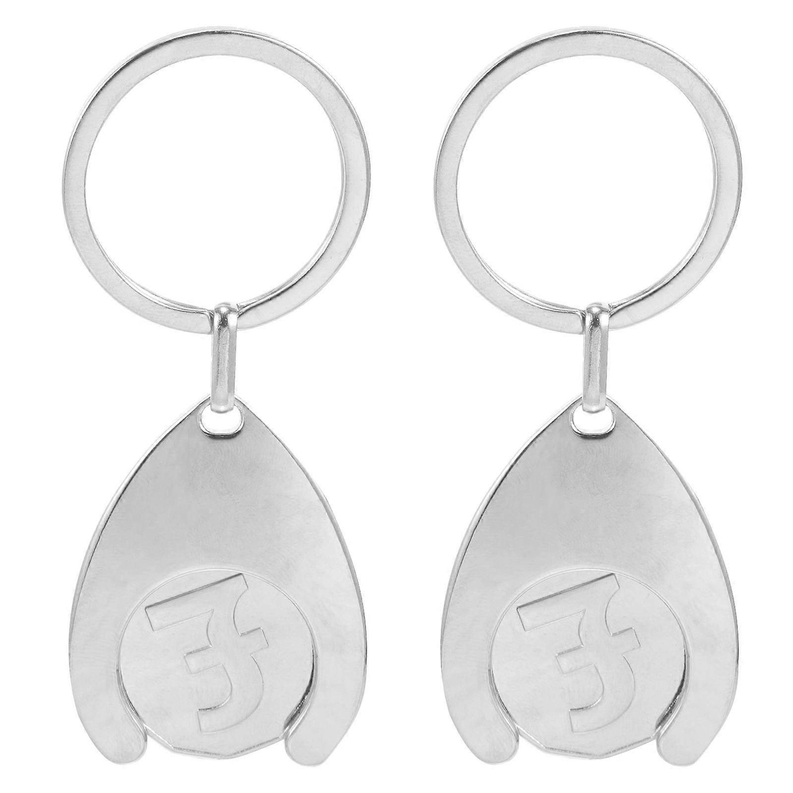 Supermarket Shopping Cart Token Keychain Zinc Alloy Round Elegant Moving Items 2Pcs