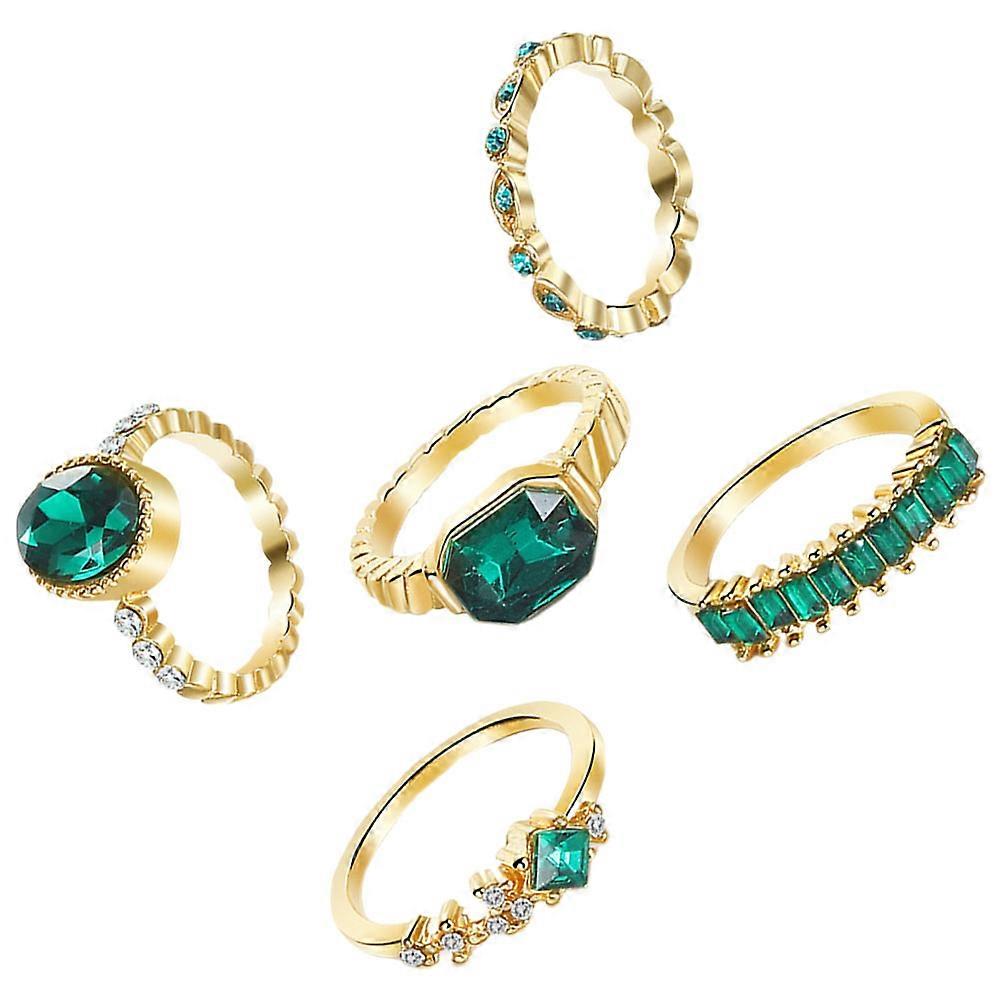 Here's a polished and professional product description based on your input:

 

**5pcs Vintage Rhinestone Ring Set for Women – Stackable Sparkling