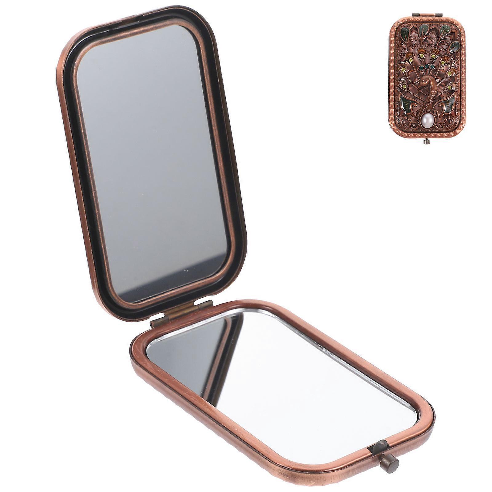 Folding Portable Makeup Mirror, Chic Metal Cosmetic Mirror for Travel, Compact Mirror for Women's Bags, Pockets, and Wallets
