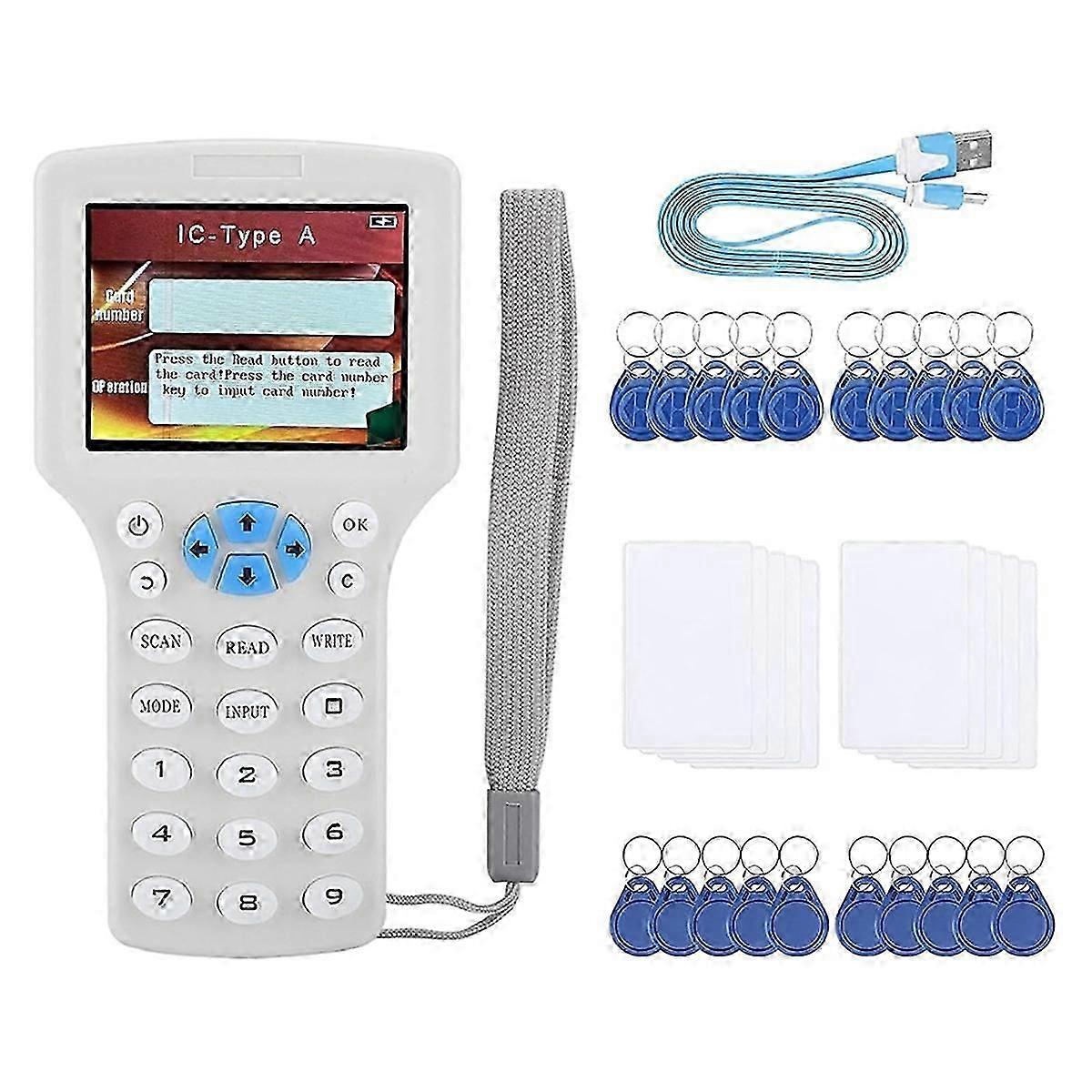 RFID Card Reader Burner:IC/ID English 10 Frequency RFID Decoder