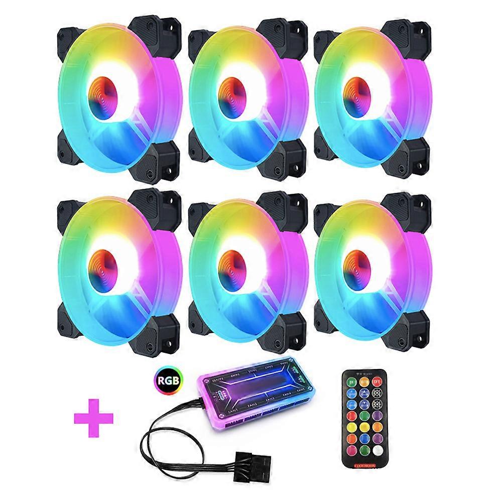 Cooling Fan Computer Case Fans Assorted Color Noise Reduction Speed Control 6Pcs