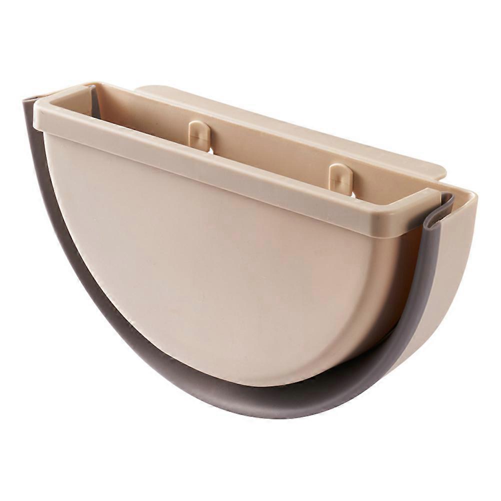 Litter Trash Can Foldable Wastepaper Basket Home Kitchen Beige 27.5*6*15 Cm Collapsible 1Set