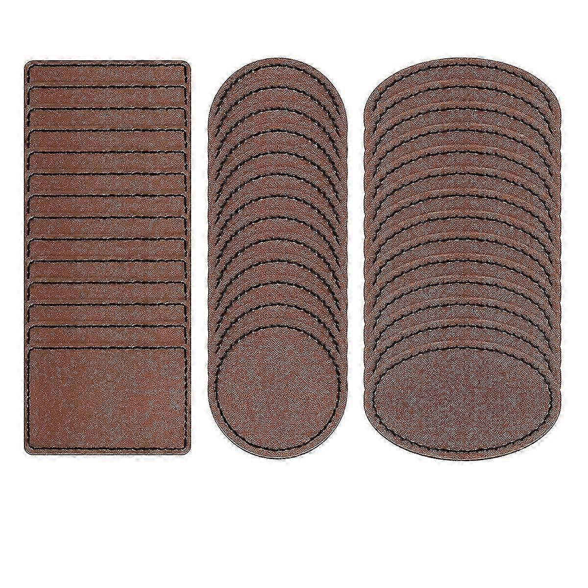 90 Pcs Leatherette Blank Hat Patches Iron on Leatherette Rustic Faux Leather Patches for Jacket Bac
