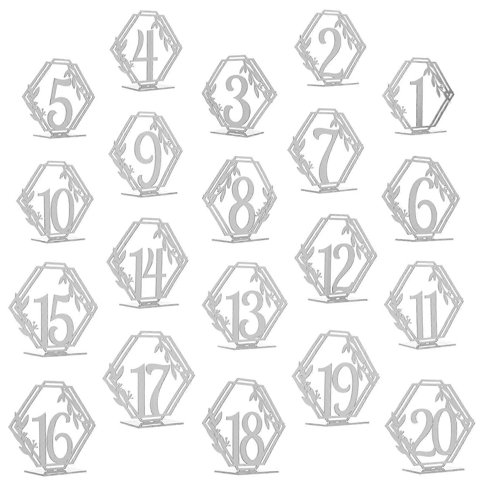 Table Signs Wedding Table Number Double-Sided Reserved Indication Silver 20Pcs