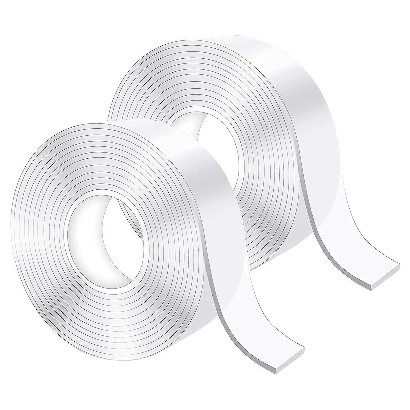 2 Rolls Nano Adhesive Tape, DoubleSided, Transparent, Removable, NonMarking, Reusable, Washable, 5 m, 7 m