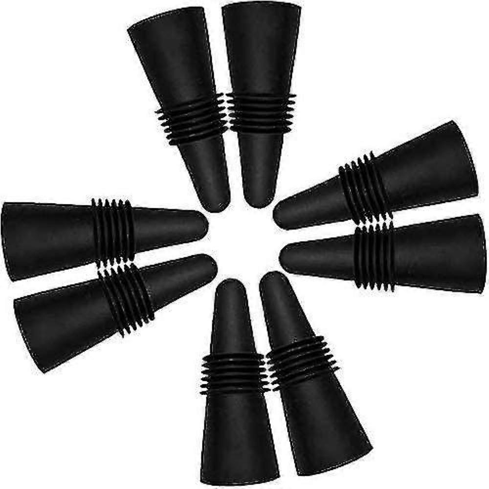8 Black Wine Bottle Corks, Reusable Silicone Beverage Corks, Keeps Wine Fresh