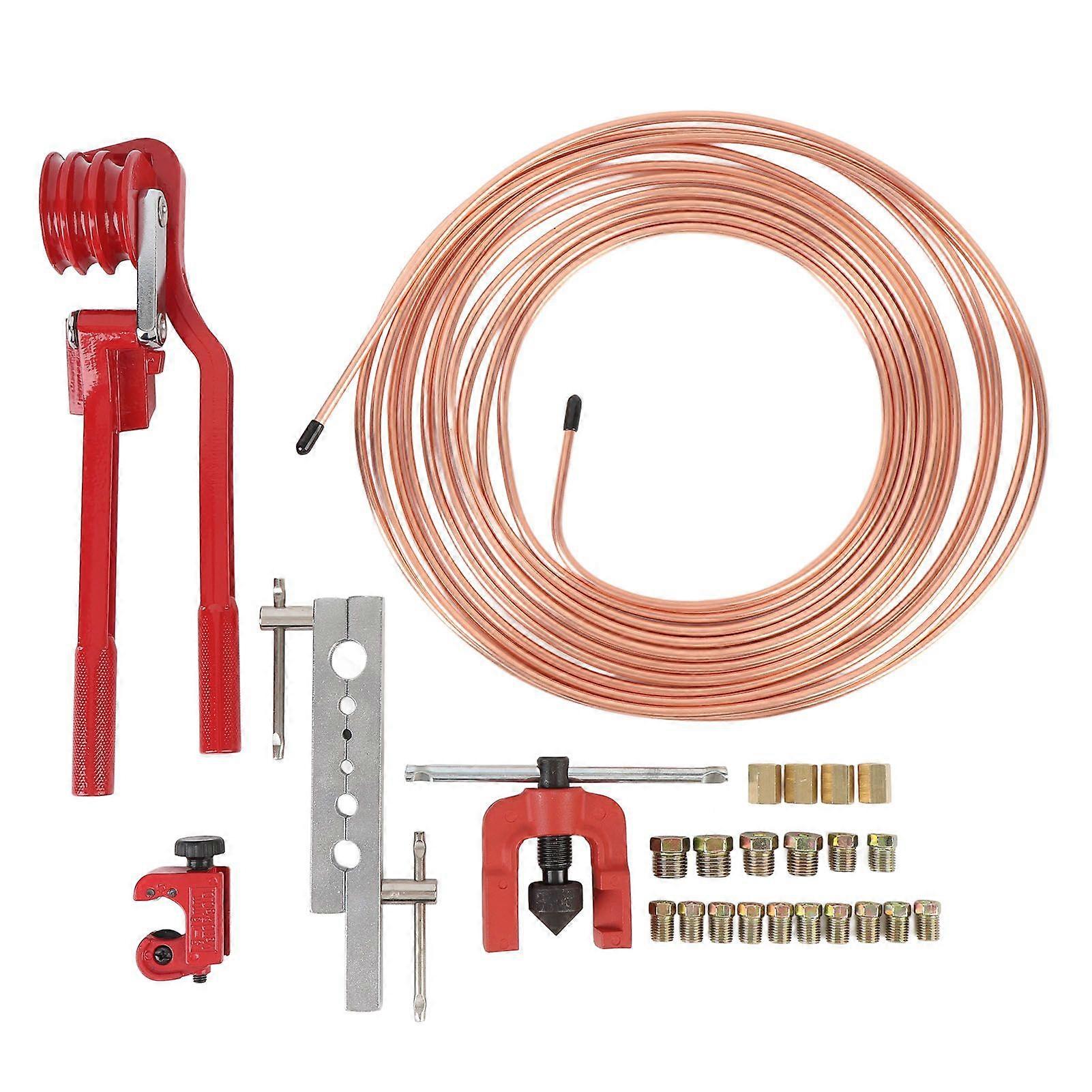 3/16 Inch Brake Line Kit Professional Copper Coated Brake Line Flaring Tool Kit for Most Hydraulic Braking Systems Transmission Systems MK99735