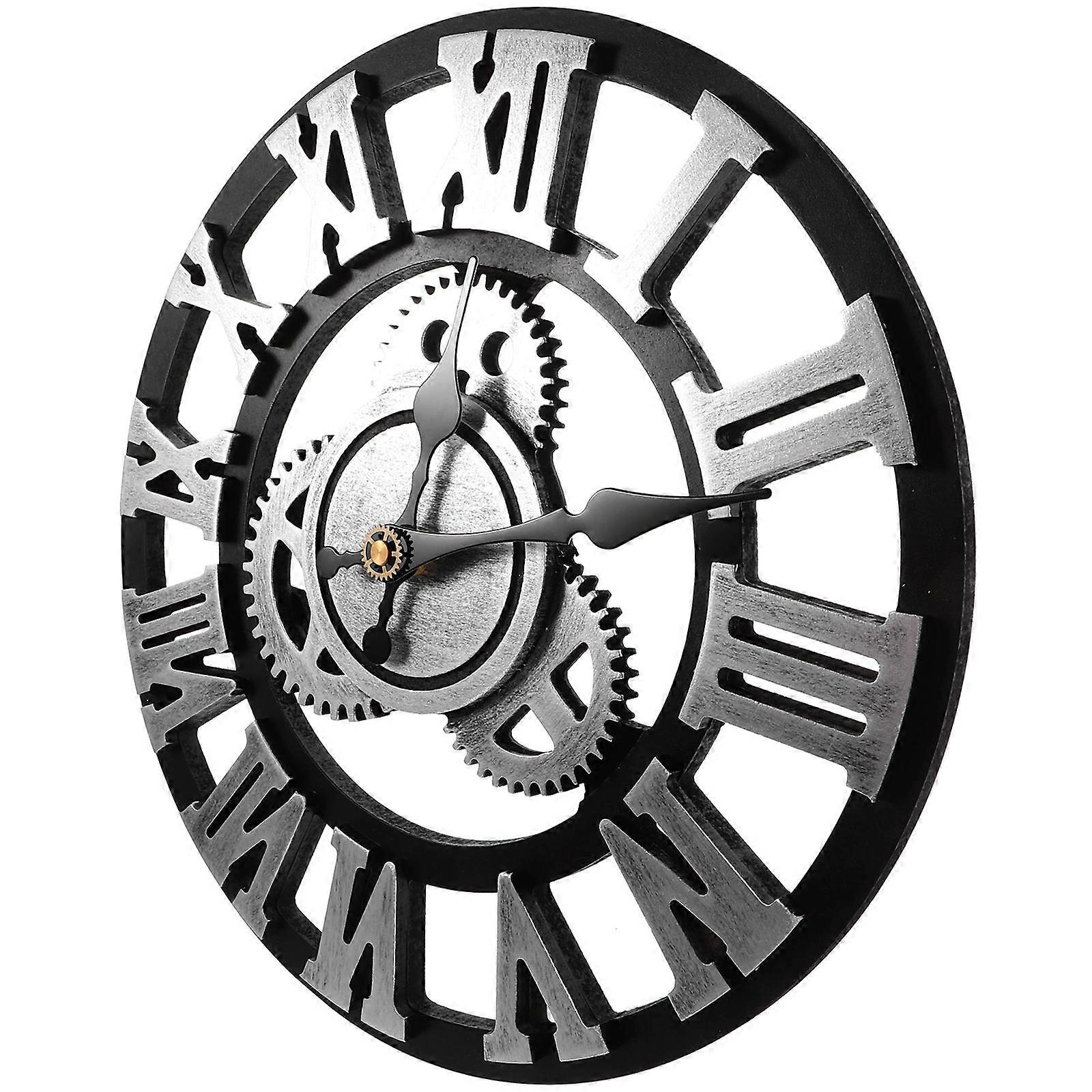 Wall Decor Clock Mechanical Gear Design Stylish Timekeeping for Office 30cm 1Pcs