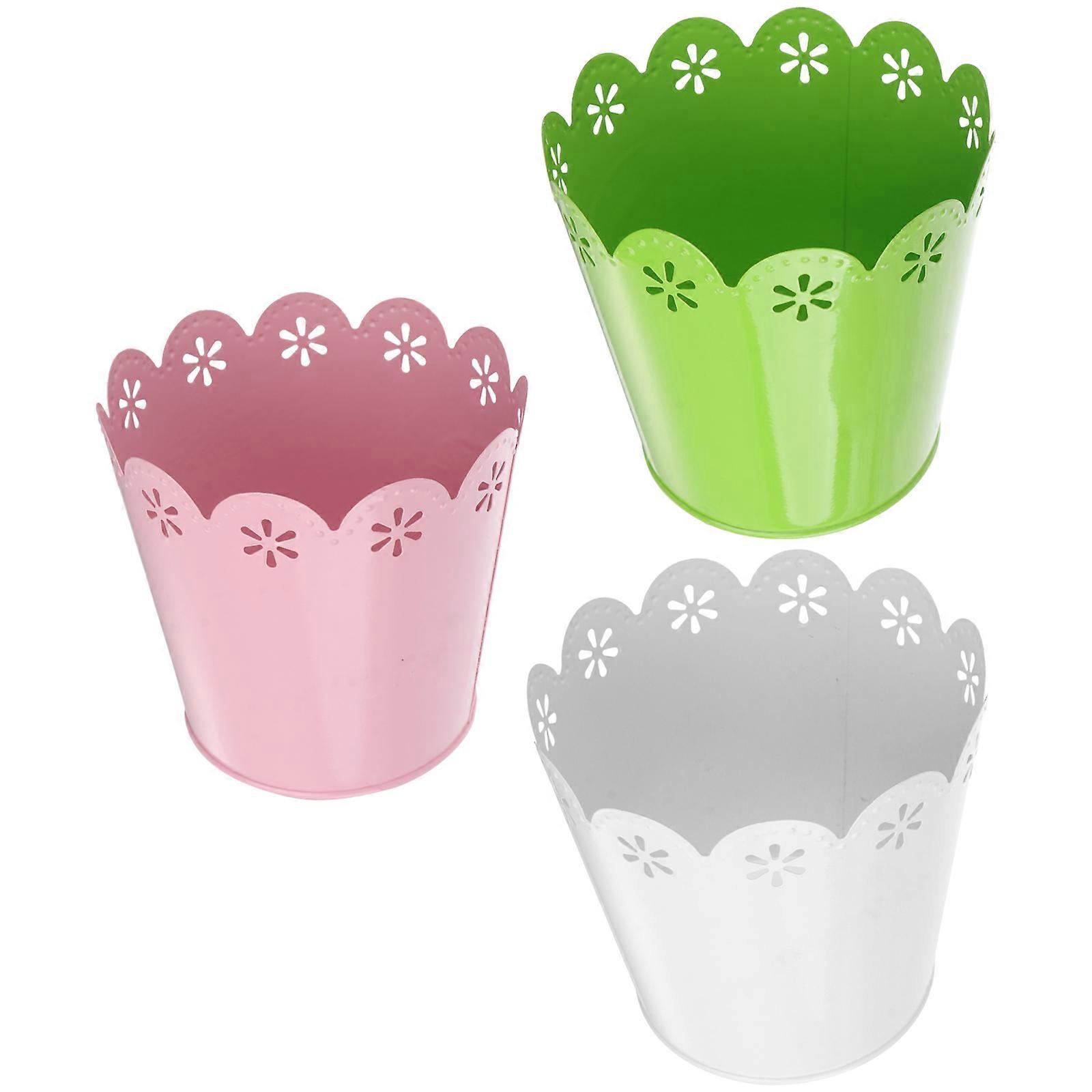 Iron Flower Pot 3Pcs Assorted Color for Storage Use Indoor Flower Pot Durable