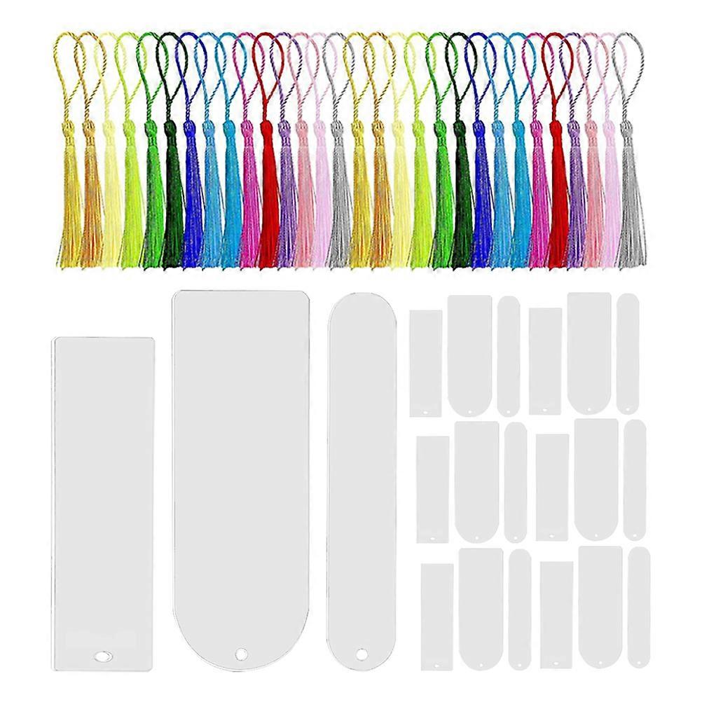 20pcs Acrylic Blank Bookmarks with Tassels – DIY Decorative Craft Markers for Reading, Study & Home Use – Lightweight & Design