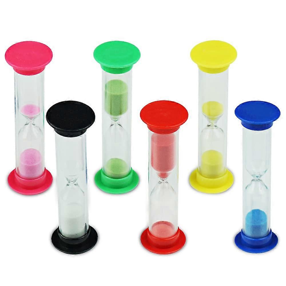 Hourglass Timer, Hourglass Set, Colourful Sand, Kitchen Timer Clock, Time Management, for 30s, 1min, 2min, 3min, 5min, 10min Set (6 Pieces)