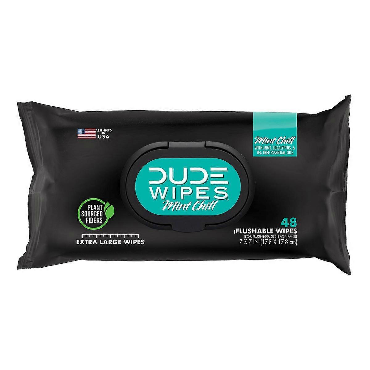 Dude Wipes Mint Chill 可冲洗个人湿巾 - 48 克拉