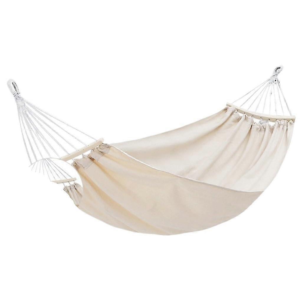 Hammock Thickened Canvas Outdoor Use Anti Flap Hand Woven With Curved Stick Beige Bb Single And Double Swing