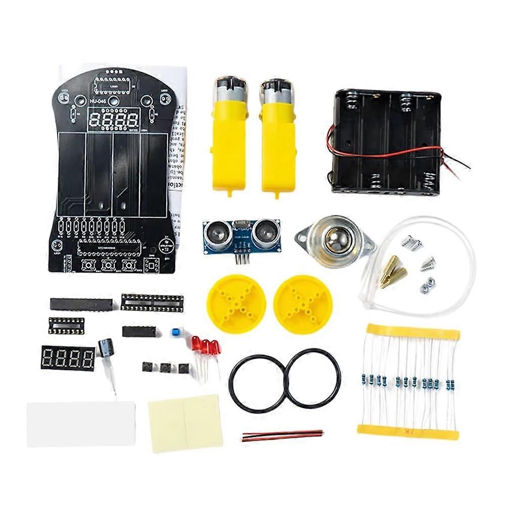 51 MCU Smart Car DIY Electronic Kit with Ultrasonic Sensors, Obstacle Avoidance, and Automatic Distance Measurement Robot Programming