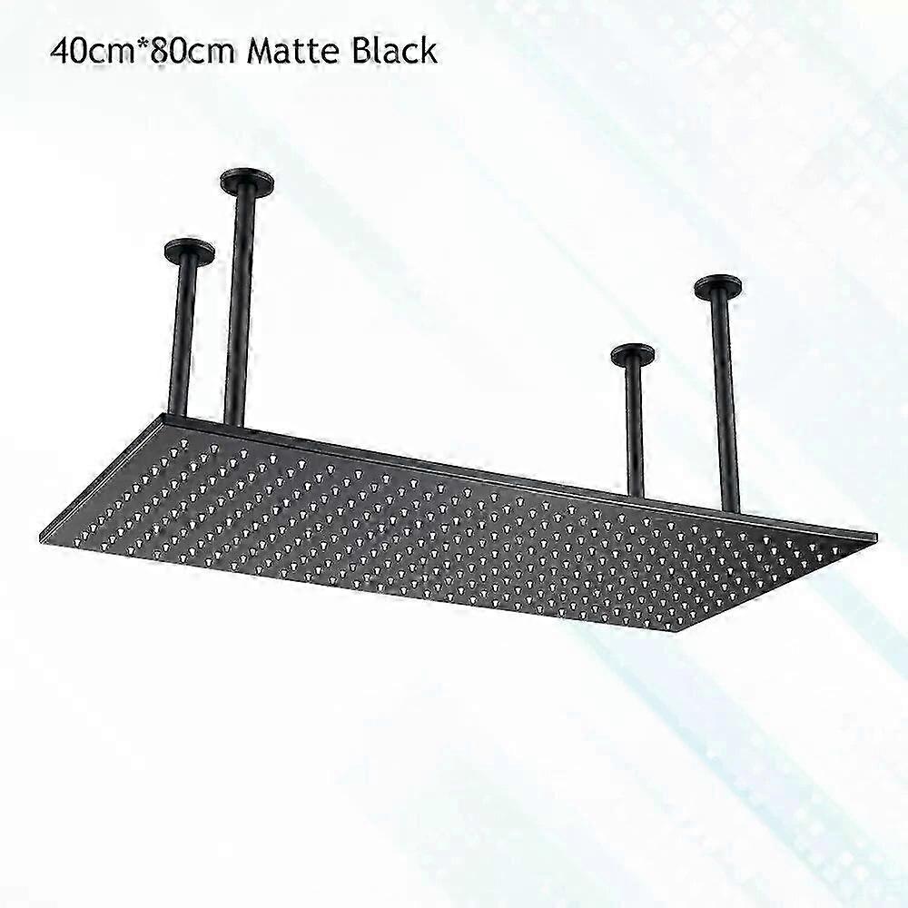 40*80cm Luxury Square Rainfall Shower Head Matte Black Ceiling Faucet Accessory