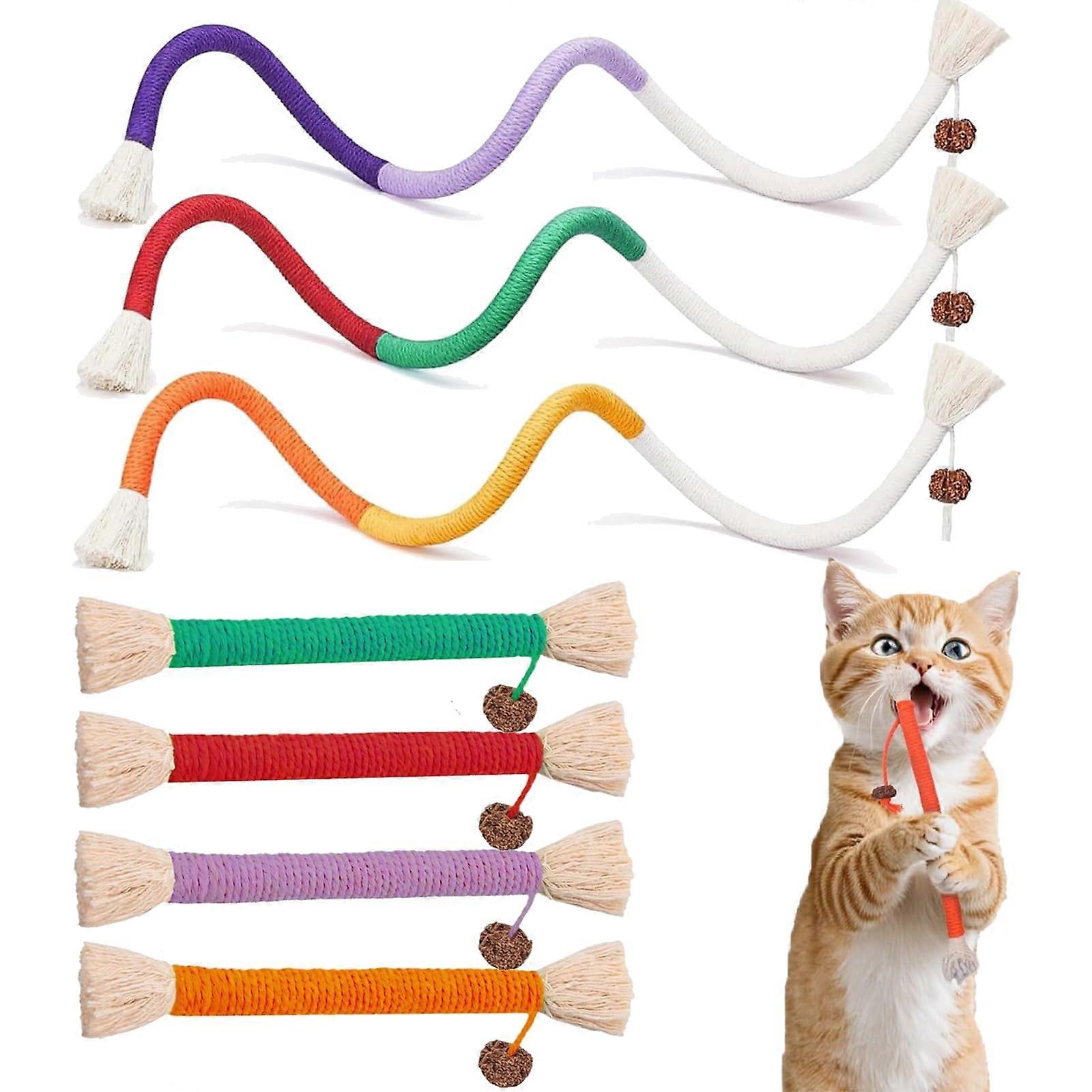 7Piece Cat Teething Rope Set, CatnipInfused Chew Toys, Interactive Dental Care Chew Toys for Kittens and Cats