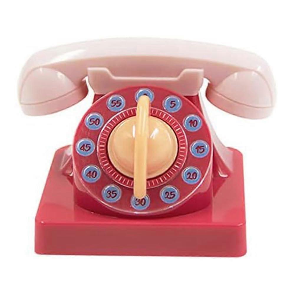 Mechanical, 360degree rotatable timer in the shape of a cartoon phone, suitable for the learning organizer D for children.
