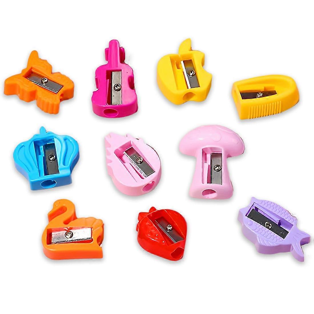 Pack of 10 Pencil Sharpeners, Mini Pencil Sharpener, Metal Wedge Sharpener for Pencils, Handheld Metal Pencil Sharpener (Random Style)