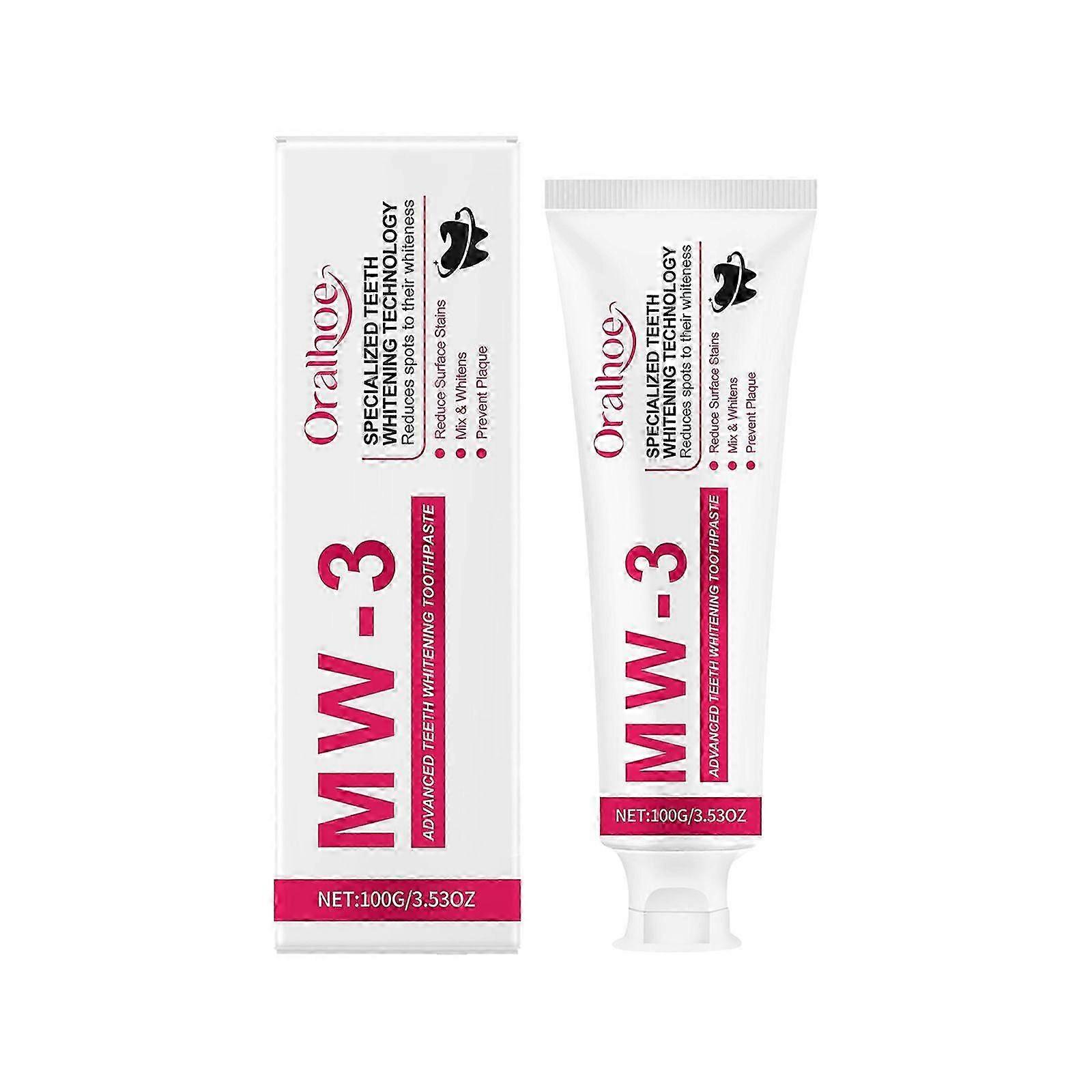 MW-3 Advanced Whitening Toothpaste 100g, Peppermint Toothpaste, Fresh Breath Toothpaste, Gentle Clean, Oral & Gums Health, Teeth Stain Removal