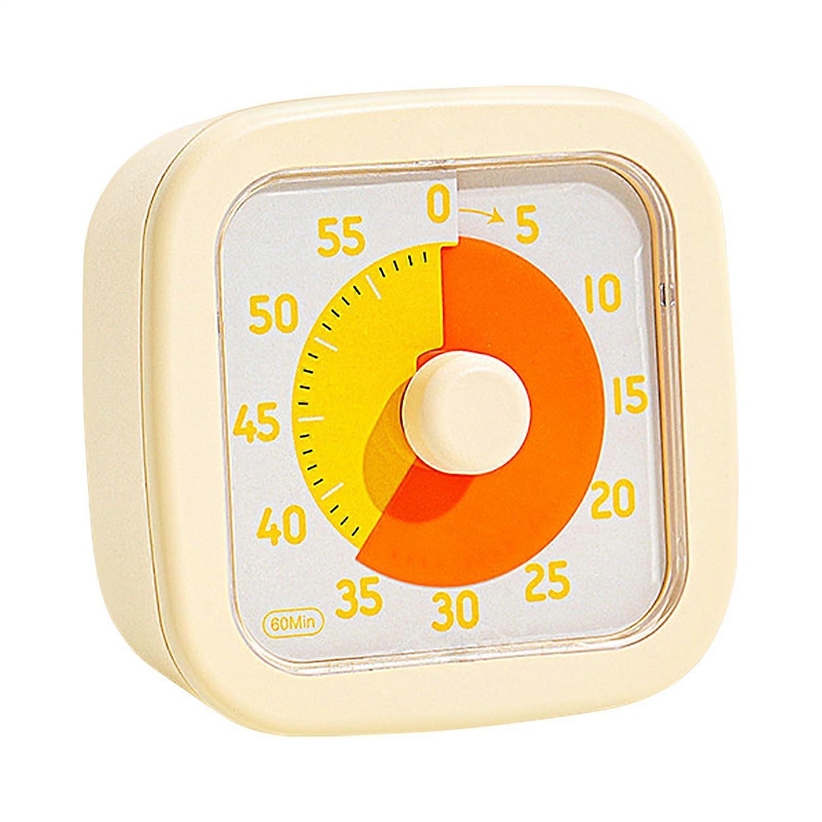 Kinder Timer  60Minute Countdown Timer  Portable Silent Time Management Tool for Homework, Sports, Bathing, Class, Housework, Cooking, Creamy