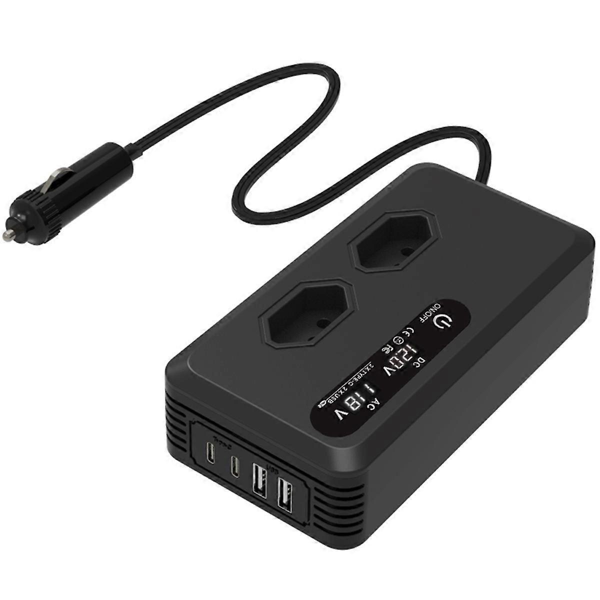 200WカーインバーターUSBポート充電器アダプター12V〜110VBRプラグ