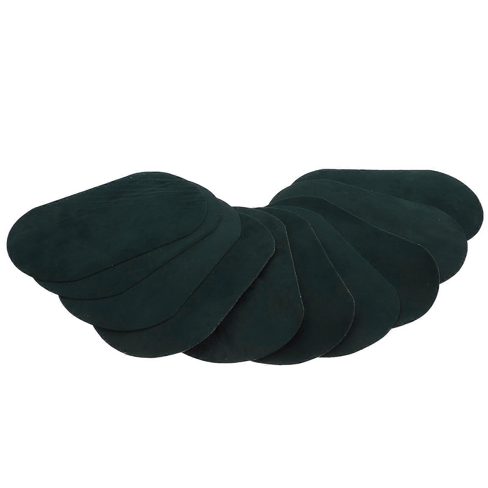 Fabric Repair Patch Elliptical Shape Simple Style Dark Green 18.5x11.5x0.2cm Decoration For Clothes 10Pcs