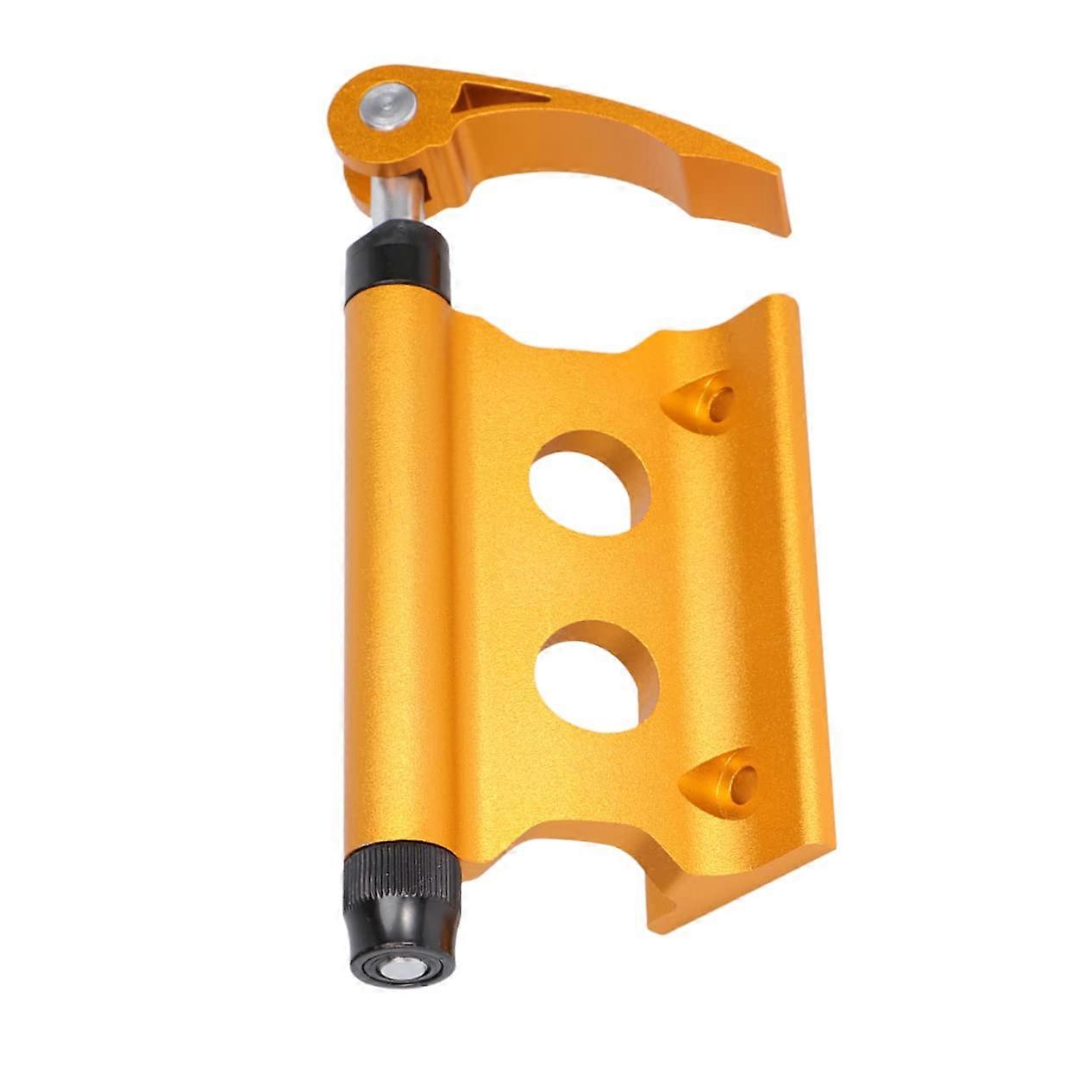 Mountain bike front wheel holder fork mount for vertical and horizontal mounting, durable for transport and storage, yellow.