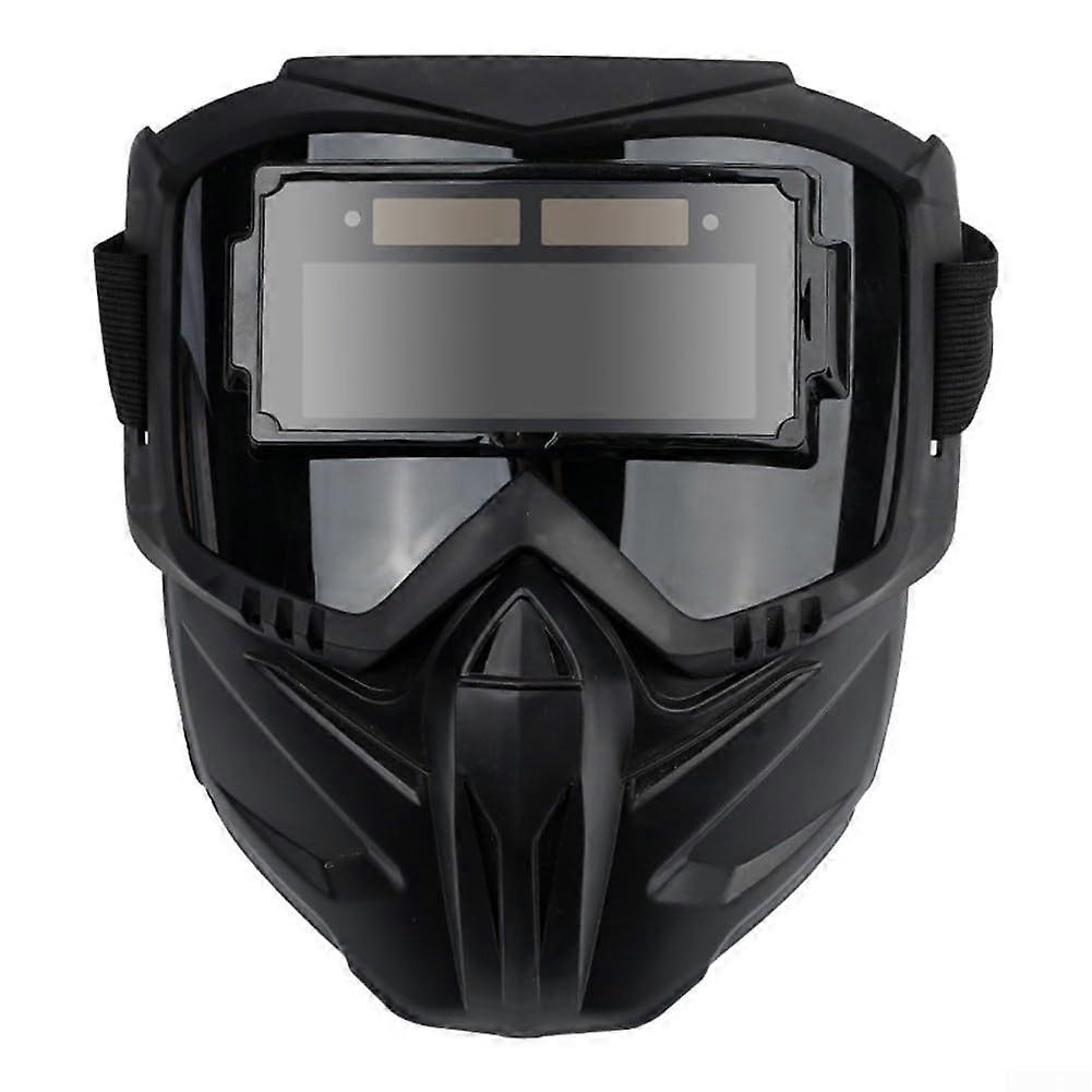 Adjustable, automatically darkening helmet provides reliable eye protection and comfort during use.