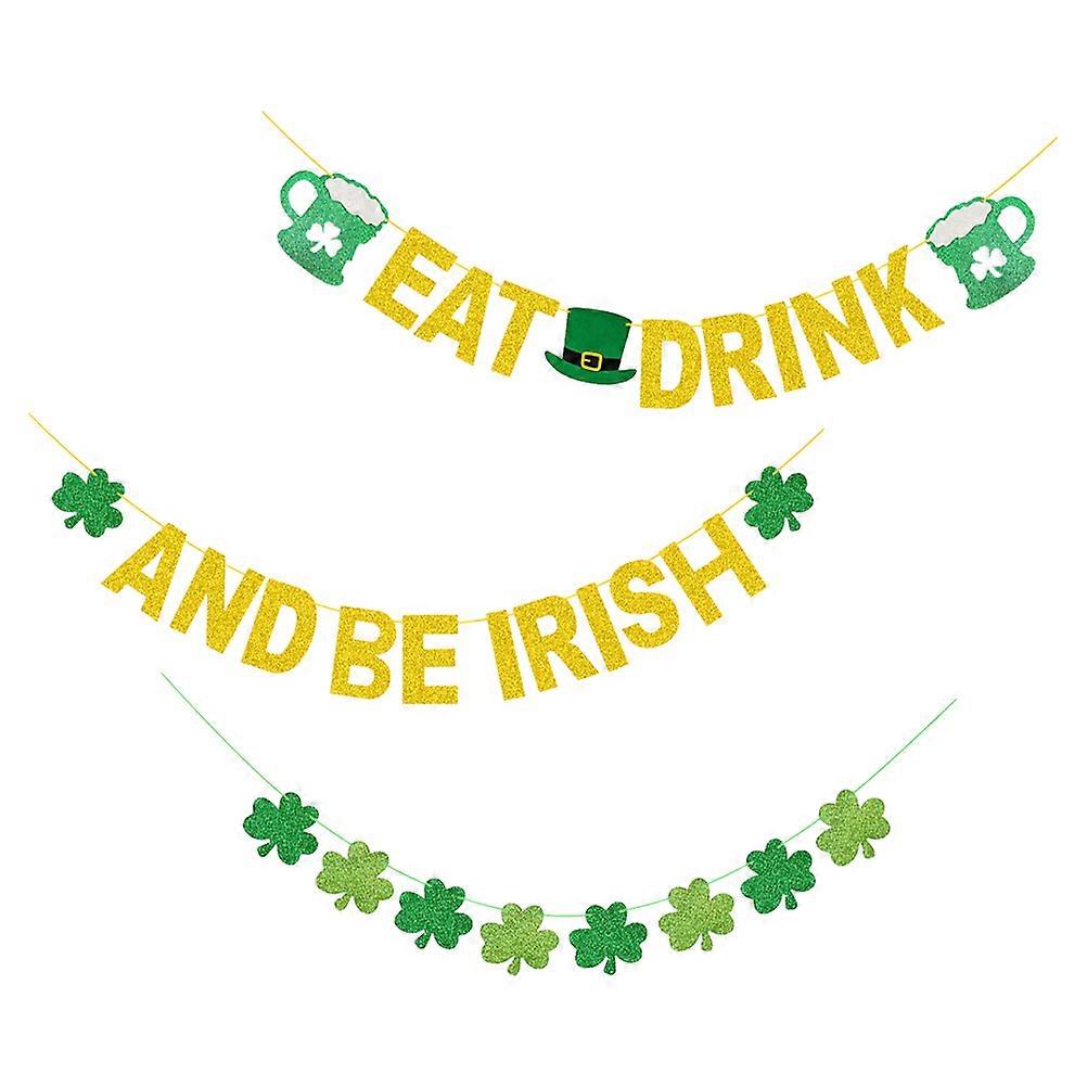 Event Organizers St Patrick's Day Decorative Bunting Pendant 300CM Banner 2 Sets