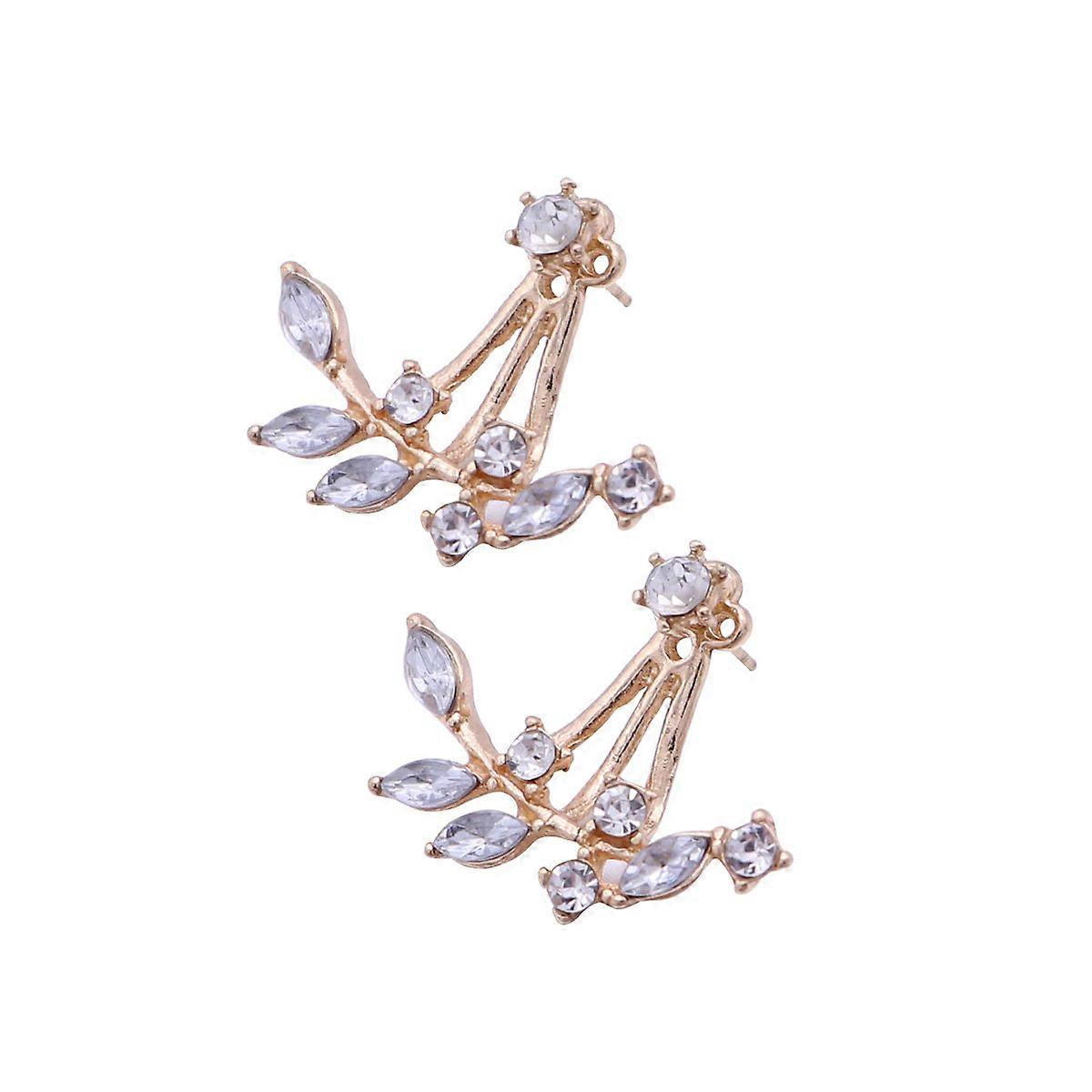 Golden Alloy Leaves and Branches Earrings for Decoration Easy to Wear Stylish and Unique Design