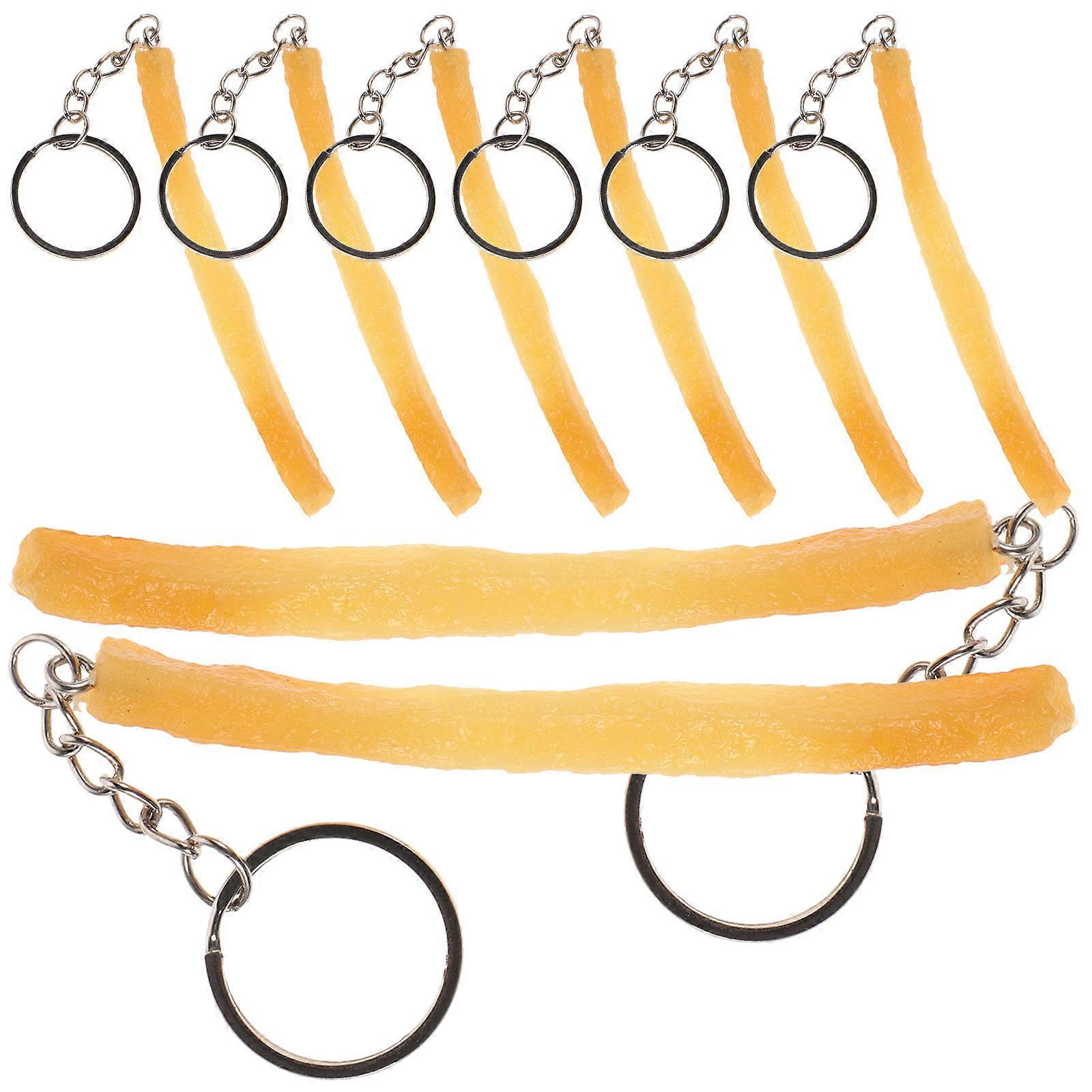 Creative Imitation Food Keychain Fried Chips Shape Realistic Design Multi Color 9.50X0.80X0.50CM Pendant For Bag 8Pcs