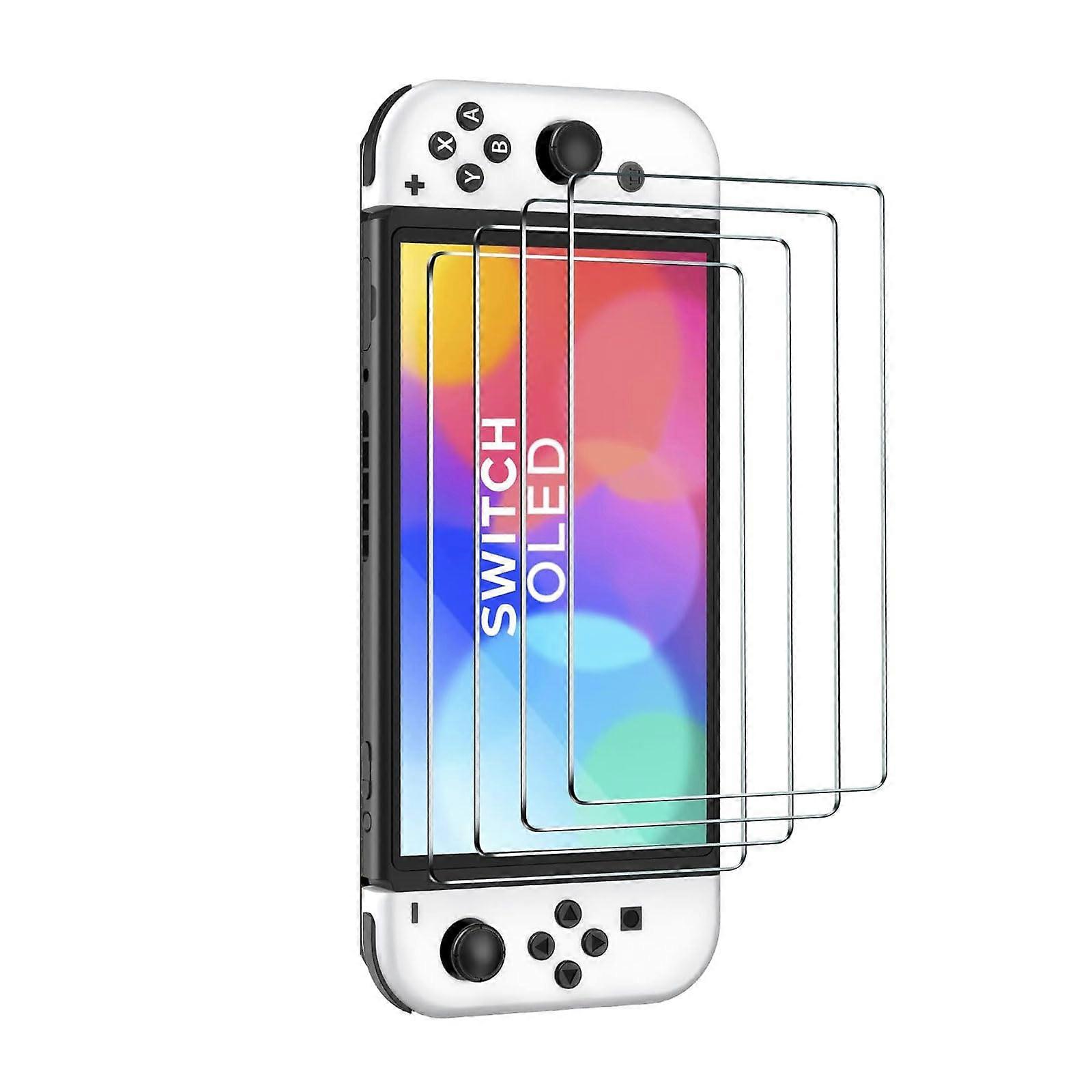Tempered Glass Screen Protector for Switch OLED Model, 4-Pack, Durable Protective Film with Positioning Aid, High-Definition Clarity
