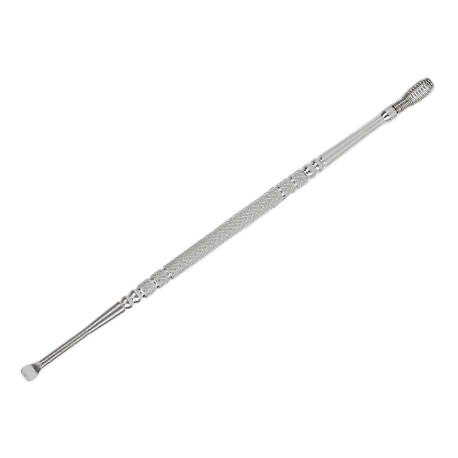 Ear Spoon Double Head Stainless Steel Ergonomic Design Relieve Itching Glossy Rounded Spiral Spring Ear Pick Silver