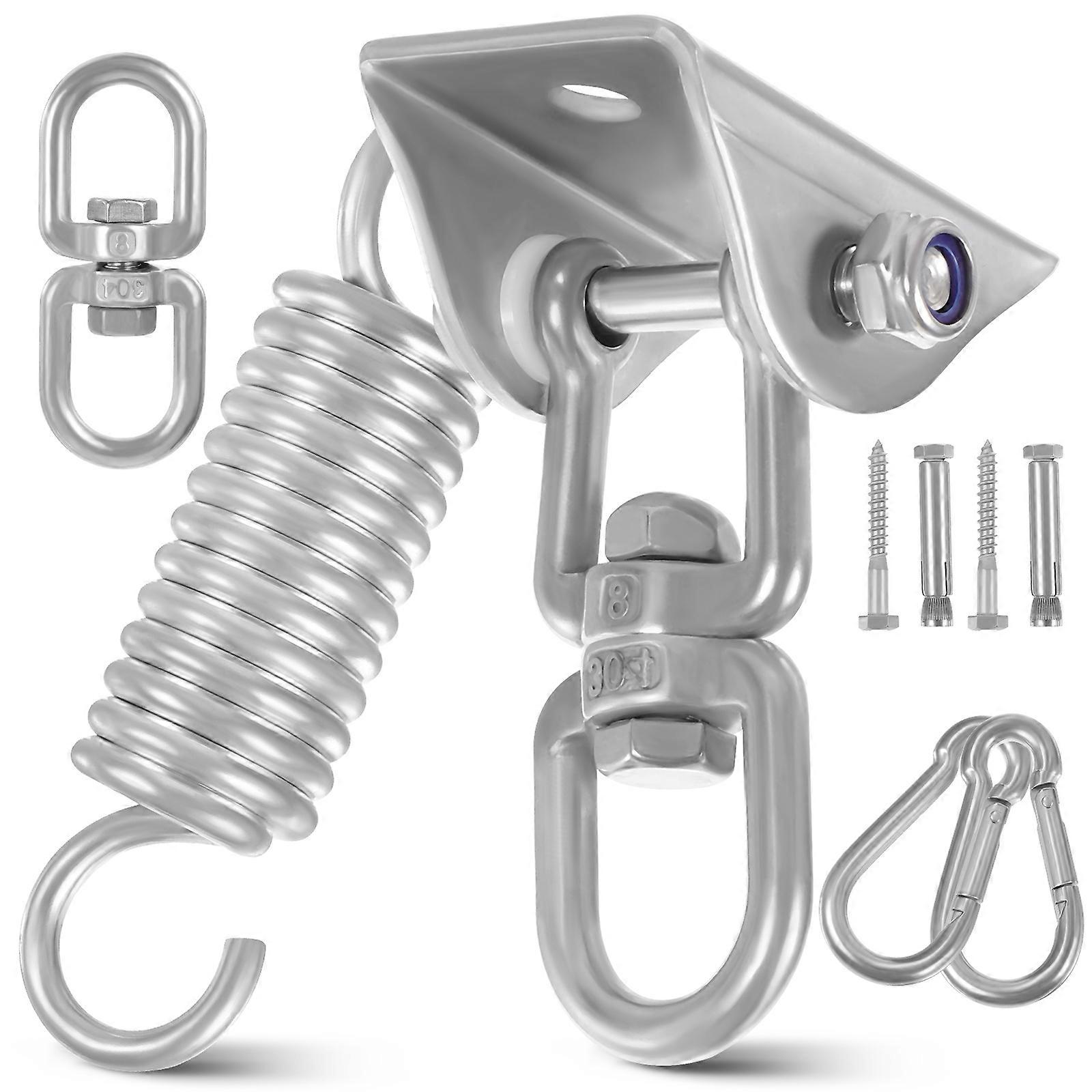 Hangers With Snap Hooks Heavy Duty For Hammock Indoor Installation Silver 3.9×2.8×1.6In Rust Prevention 1Set