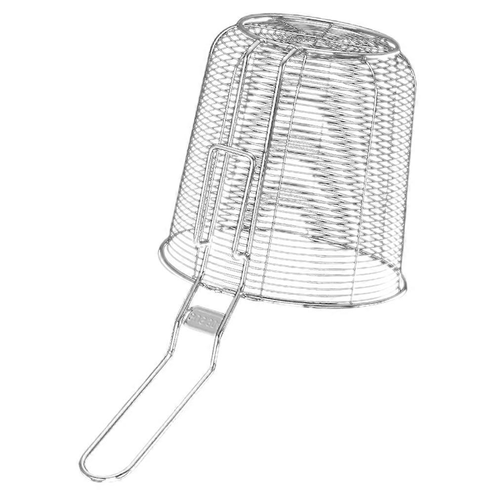 It looks like you're referring to a product description for a **stainless steel pasta strainer basket**—possibly for use in the kitchen when cooking
