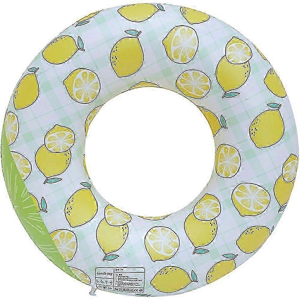 Lemon Print Inflatable Swim Ring with Fun Fruit Patterns
