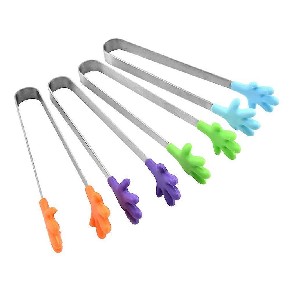 Silicone Tongs For Cooking Barbecue Tongs Heat Resistance Square Shape Assorted Color 4Pcs