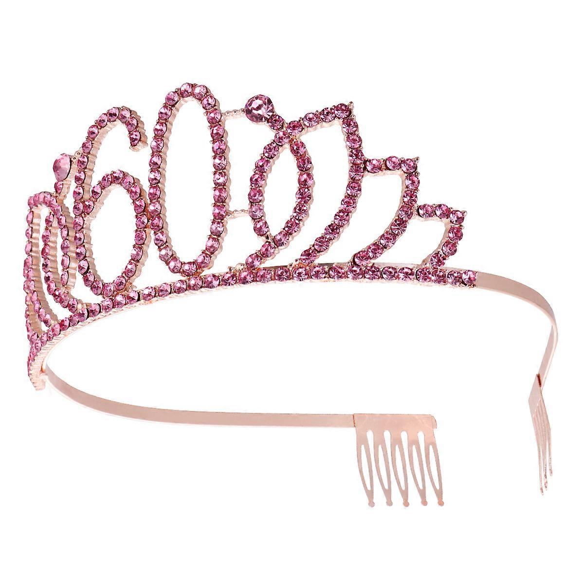 女性のためのティアラ誕生日クラウンヘッドバンドローズゴールドサーキュラーエレガントなヘッドドレスヘアアクセサリー1パック