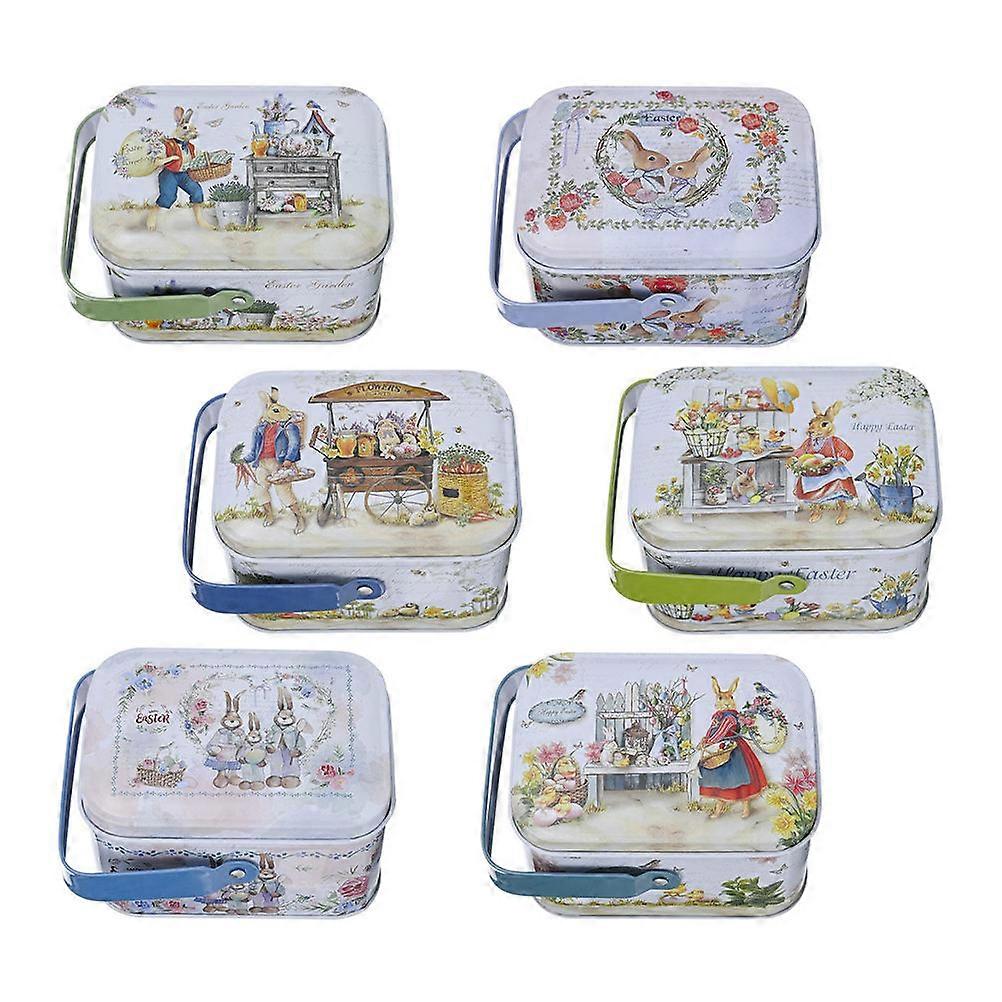 Tinplate Box With Handle Gift Packaging For Small Gift Packaging Kids Assorted .3×3.1×2.4in 6Pcs