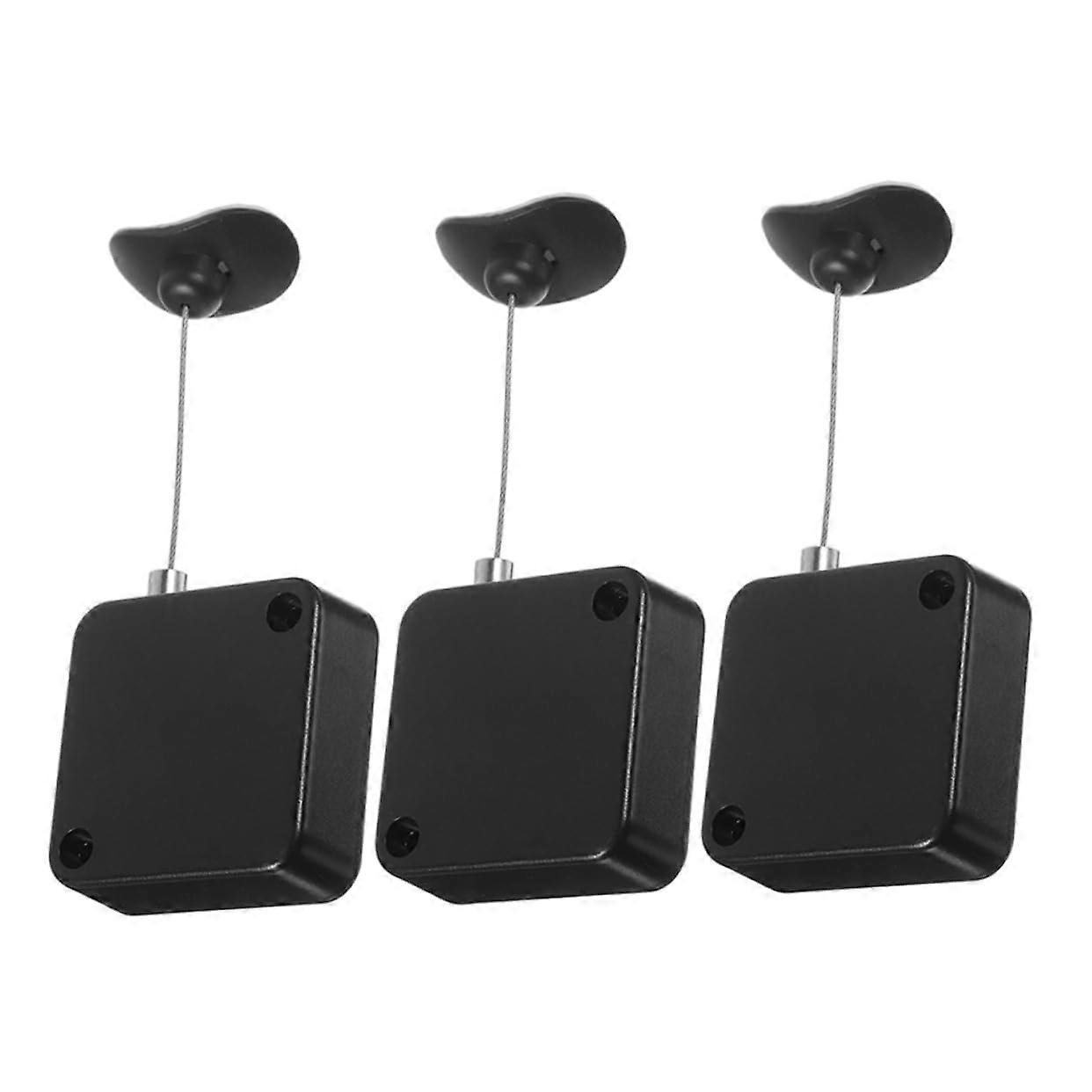 Anti-Theft Retractable Security Cable Lock Set with Remote Control, Extendable Black Metal Wire Rope, 16ft Length