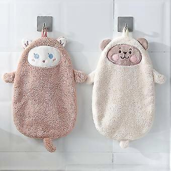 Hand Towel Children Cartoon Animal Kitchen Bathroom Hanging Wipe Soft Towel