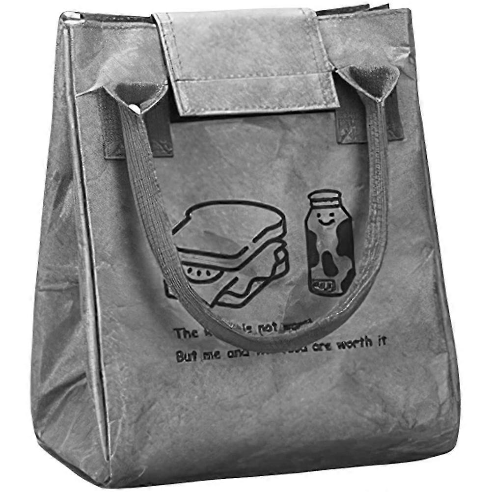 Insulated Lunch Bag for Work in Grey Kraft Paper Perfect for Outdoor Use and Storage 8.5 x 6.2 x 12.4 inches