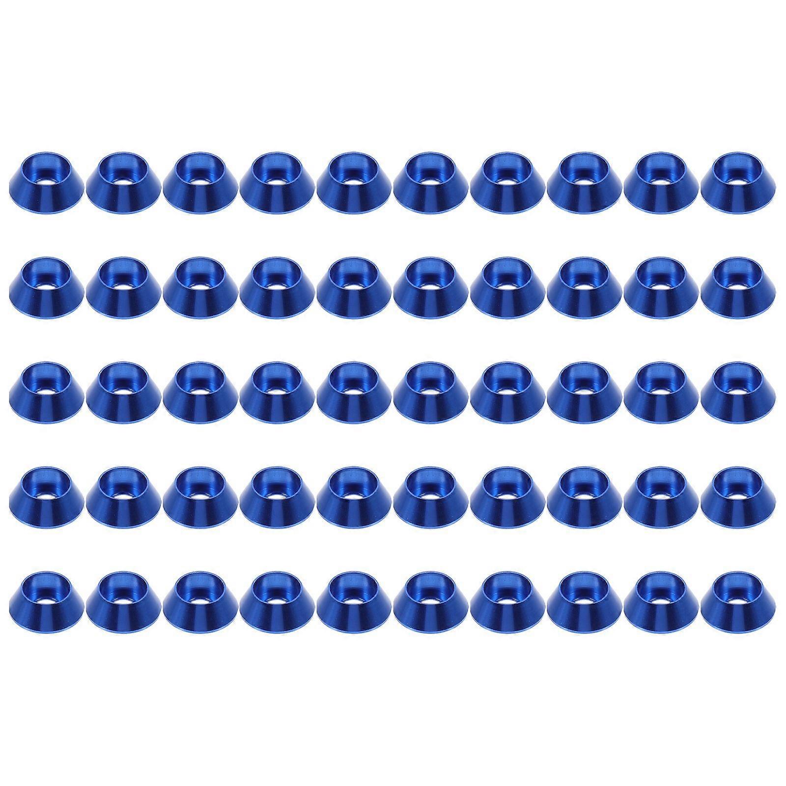 Aluminum Washer Gasket 50Set For Aerospace Models 1.4X0.9X0.5CM Conical Design Anti-skid Function