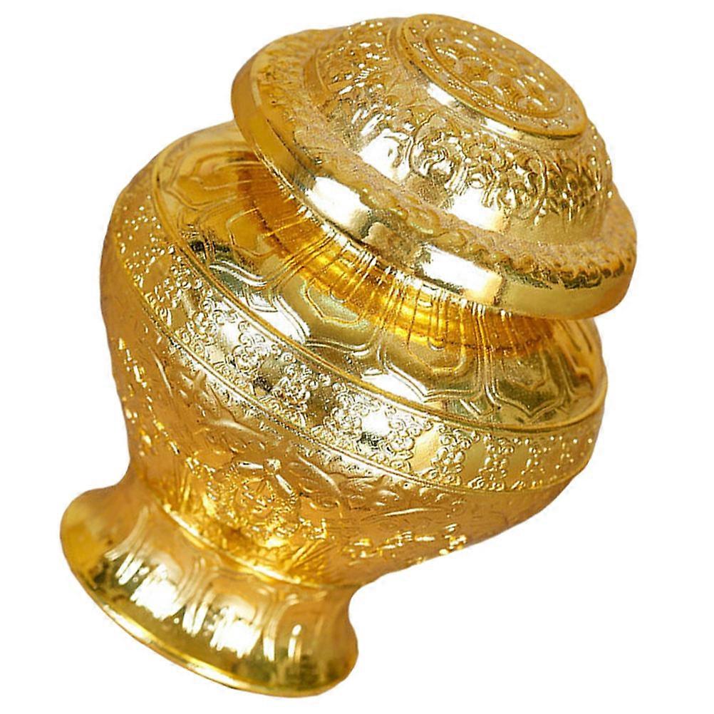 Decorative Gemstone Storage Bottle For Buddhist Hall Home Office Decoration 8X5CM Golden Mini Alloy 1Set
