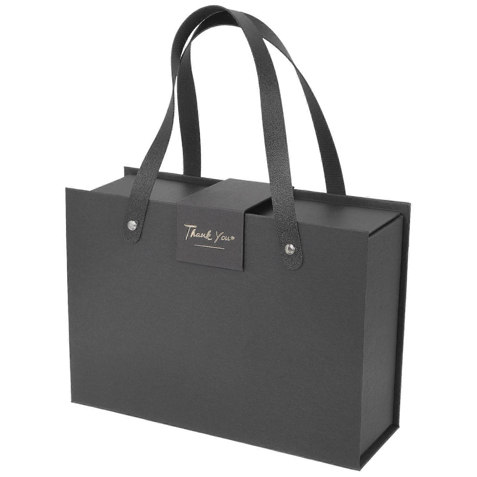 Magnetic Handle Folding Wrapping Box with Lid – Durable Black Packaging for Birthdays, Cosmetics, Showers, Weddings
