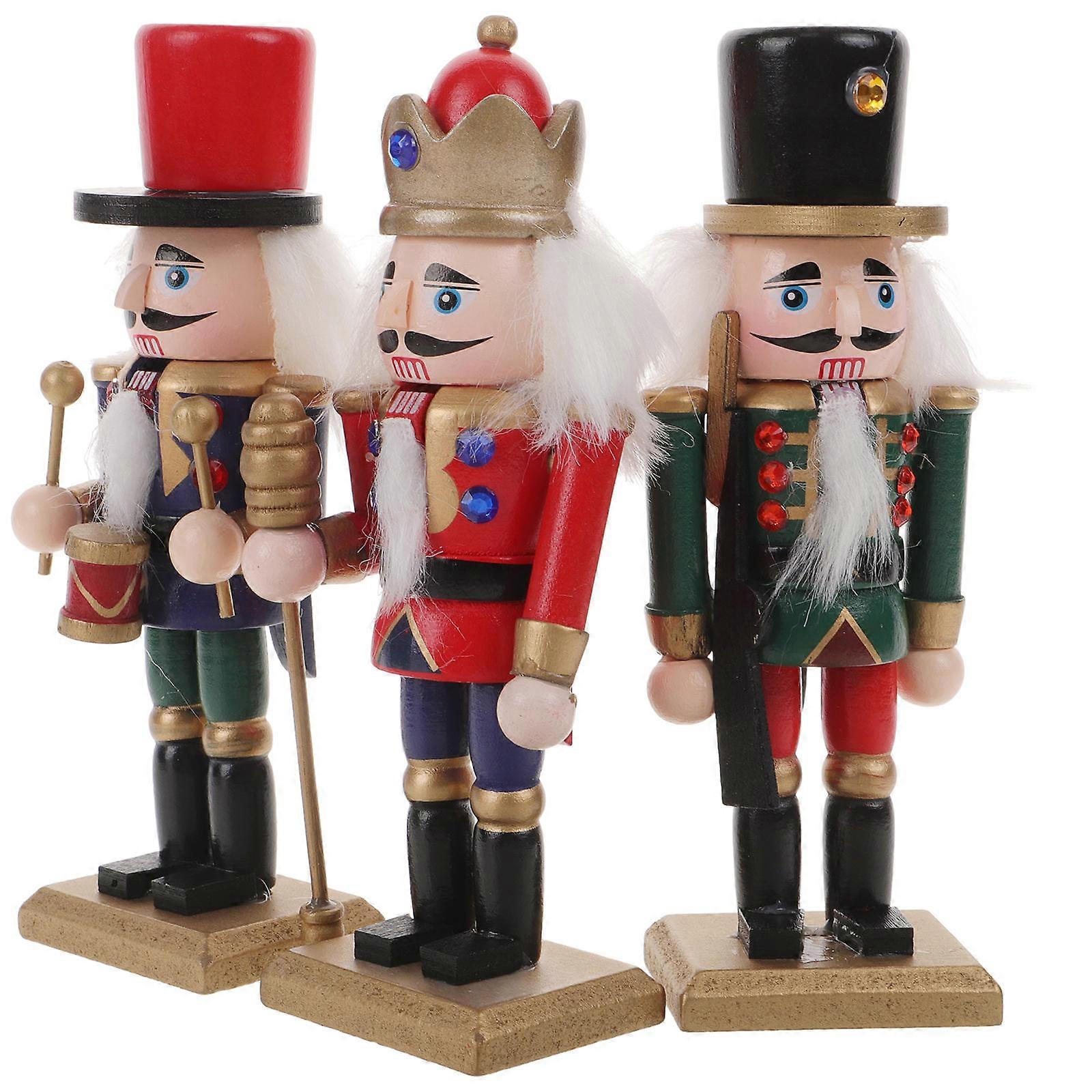 Nutcracker Puppet Ornaments 3Pcs Set Classic Nutcracker Design Home Decoration Assorted Color Gift