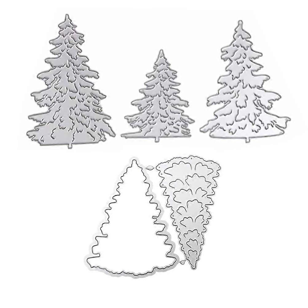 5Pcs Silver Christmas Tree Cutting Dies Stencil Embossing Template For Handmade Gifts Crafting Tools